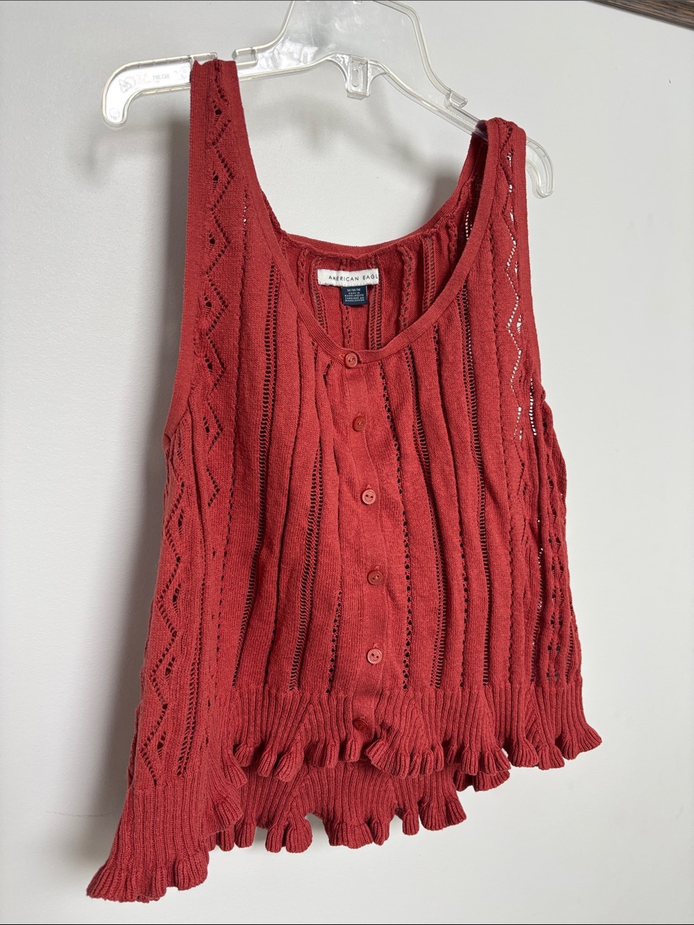 American Eagle Outfitters Brick Red Knit Button-Front Camisole
